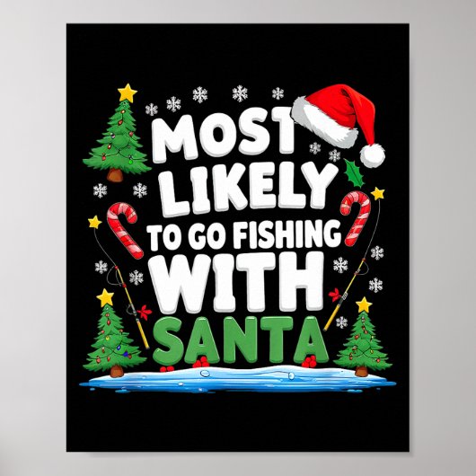 Merry Fishmas Funny Fish Santa Bigfoot Christmas F Poster (Voorkant)