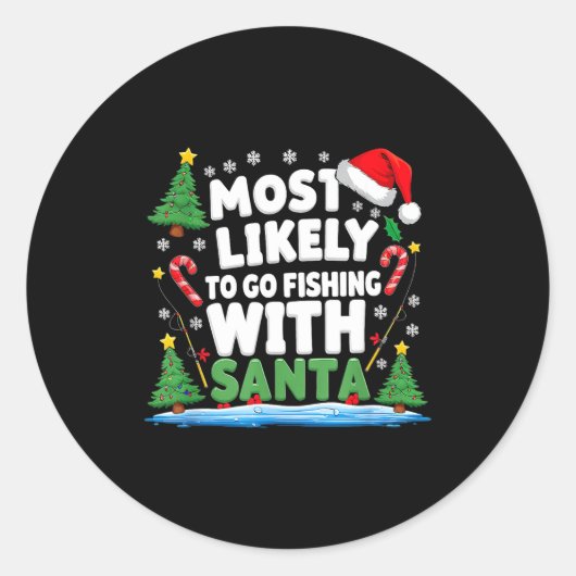 Merry Fishmas Funny Fish Santa Bigfoot Christmas F Ronde Sticker (Voorkant)