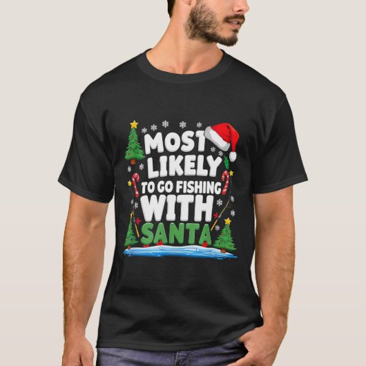 Merry Fishmas Funny Fish Santa Bigfoot Christmas F T-shirt (Voorkant)