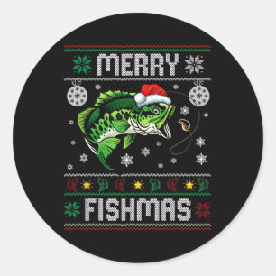 Merry Fishmas Funny Fish Vist vissers Ugly Ch Ronde Sticker