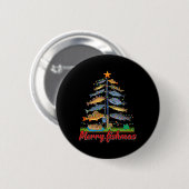 Merry Fishmas Funny Fisher kerstboom Vist Ronde Button 5,7 Cm (Voorkant /achterkant)