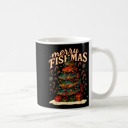 Merry Fishmas Funny Fishing Christmas Design  Koffiemok (Rechts)