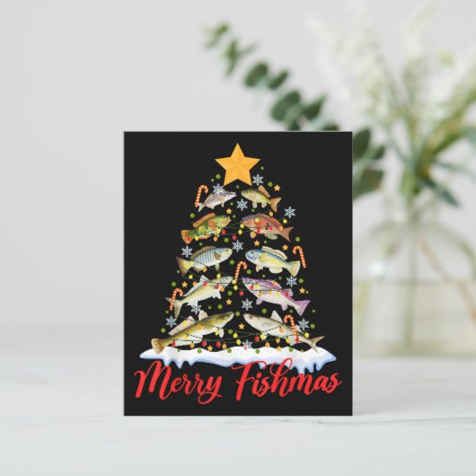 Merry Fishmas Funny Kerstmis Lights Fish Fis (Staand voorkant)