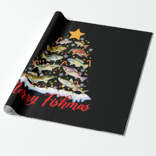 Merry Fishmas Funny Kerstmis Lights Fish Fis Cadeaupapier