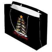 Merry Fishmas Funny Kerstmis Lights Fish Fis Groot Cadeauzakje (Achterkant Gekanteld)