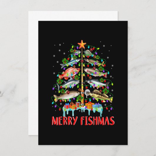 Merry Fishmas Funny Kerstmis Lights Fish Fis Kaart (Voorkant / Achterkant)
