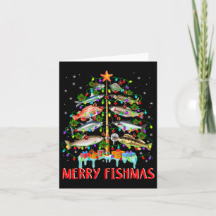 Merry Fishmas Funny Kerstmis Lights Fish Fis Kaart