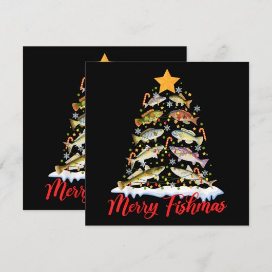 Merry Fishmas Funny Kerstmis Lights Fish Fis Kaart (Voorkant / Achterkant)