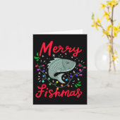 Merry Fishmas Funny Kerstmis Lights Fish Fis Kaart (Gele Bloem)