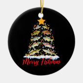 Merry Fishmas Funny Kerstmis Lights Fish Fis Keramisch Ornament (Voorkant)