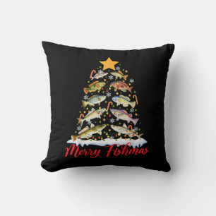 Merry Fishmas Funny Kerstmis Lights Fish Fis Kussen