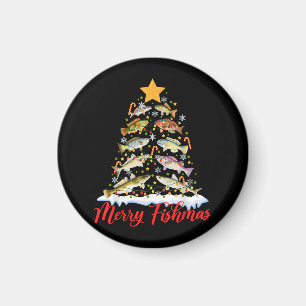 Merry Fishmas Funny Kerstmis Lights Fish Fis Magneet