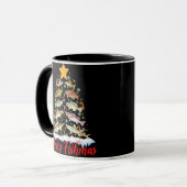 Merry Fishmas Funny Kerstmis Lights Fish Fis Mok (Voorkant links)