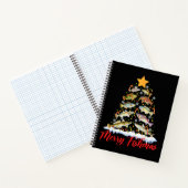 Merry Fishmas Funny Kerstmis Lights Fish Fis Notitieboek (Binnen)