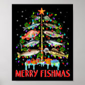 Merry Fishmas Funny Kerstmis Lights Fish Fis Poster (Voorkant)