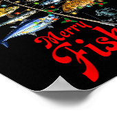 Merry Fishmas Funny Kerstmis Lights Fish Fis Poster (Hoek)