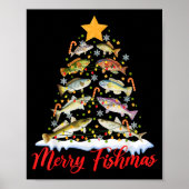Merry Fishmas Funny Kerstmis Lights Fish Fis Poster (Voorkant)