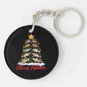 Merry Fishmas Funny Kerstmis Lights Fish Fis Sleutelhanger (Achterkant)