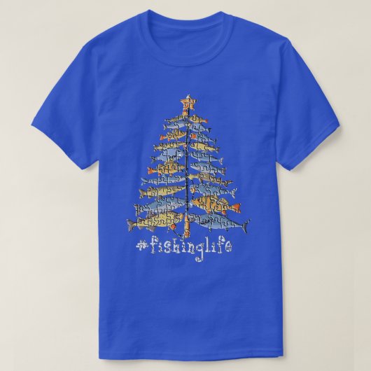 Merry Fishmas Funny Kerstmis Lights Fish Fis T-shirt (Design voorkant)