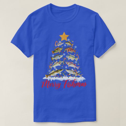 Merry Fishmas Funny Kerstmis Lights Fish Fis T-shirt (Design voorkant)