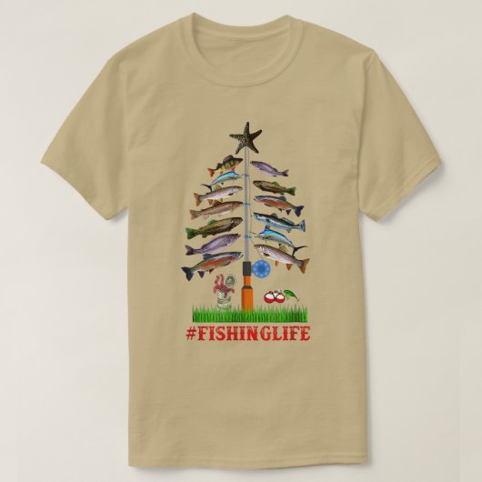 Merry Fishmas Funny Kerstmis Lights Fish Fis T-shirt (Design voorkant)