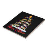 Merry Fishmas Funny Kerstmis Lights Fish Fis Tegeltje (Zijkant)