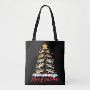 Merry Fishmas Funny Kerstmis Lights Fish Fis Tote Bag