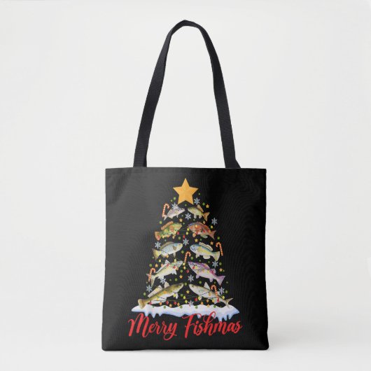 Merry Fishmas Funny Kerstmis Lights Fish Fis Tote Bag (Voorkant)