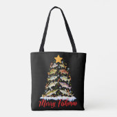 Merry Fishmas Funny Kerstmis Lights Fish Fis Tote Bag (Achterkant)