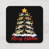 Merry Fishmas Funny Kerstmis Lights Fish Fis Vierkante Visitekaartje (Achterkant)