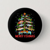 Merry Fishmas Funny Kerstmis Lights Ronde Button 5,7 Cm (Voorkant)