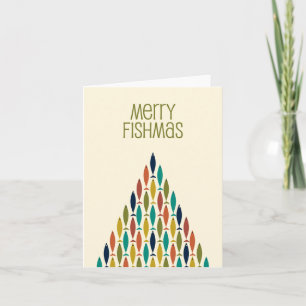Merry Fishmas Funny Midcentury Christmas Fish Kaart