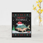 Merry Fishmas - Funny Ugly Christmas Carp Gevist Kaart (Gele Bloem)