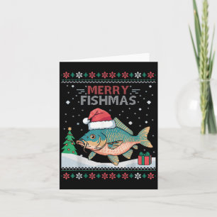 Merry Fishmas - Funny Ugly Christmas Carp Gevist Kaart