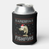 Merry Fishmas Funny Ugly Christmas Sweater Fish Blikjeskoeler (Blikje Voorkant)