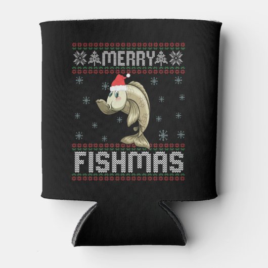 Merry Fishmas Funny Ugly Christmas Sweater Fish Blikjeskoeler (Voorkant)