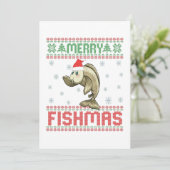Merry Fishmas Funny Ugly KerstSweater Fish Bedankkaart (Staand voorkant)