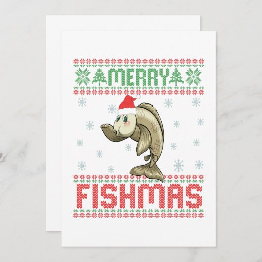 Merry Fishmas Funny Ugly KerstSweater Fish Bedankkaart (Voorkant / Achterkant)