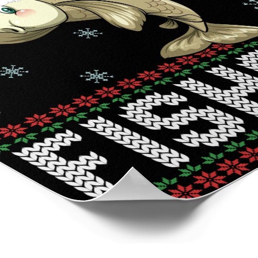 Merry Fishmas Funny Ugly KerstSweater Fish Poster (Hoek)