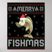 Merry Fishmas Funny Ugly KerstSweater Fish Poster (Voorkant)