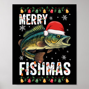 Merry Fishmas Funny Vist Kerstmis Pyjama Fishe Poster