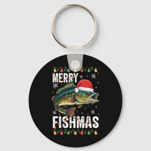 Merry Fishmas Funny Vist Kerstmis Pyjama Fishe Sleutelhanger