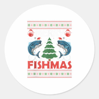 Merry Fishmas Funny Vist Kerstmis Ronde Sticker