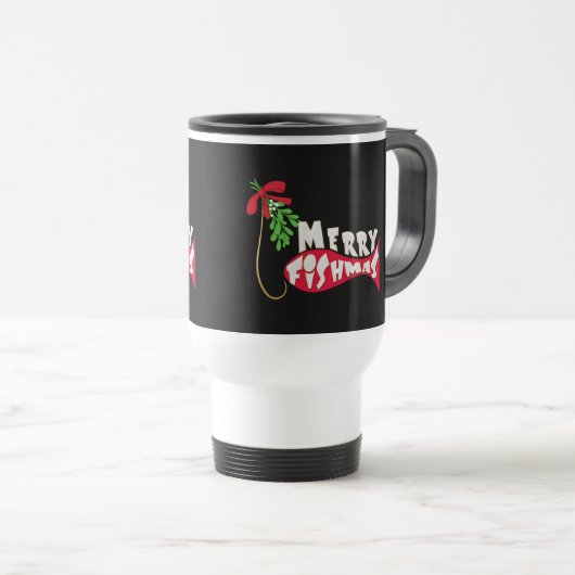 Merry Fishmas Funny Vist kerstMok Reisbeker (Voorkant rechts)
