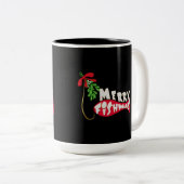 Merry Fishmas Funny Vist kerstMok Tweekleurige Koffiemok (Voorkant rechts)