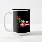 Merry Fishmas Funny Vist kerstMok Tweekleurige Koffiemok (Links)