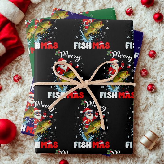 Merry Fishmas Gift Wrap, Fish Fishing Christmas Inpakpapier Vel