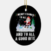 Merry Fishmas Grappige Vis Vist Visser Xmas Keramisch Ornament (Rechts)
