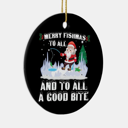 Merry Fishmas Grappige Vis Vist Visser Xmas Keramisch Ornament (Rechts)