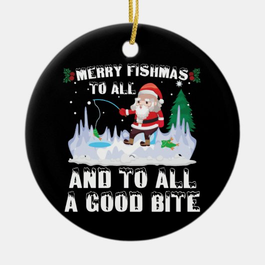 Merry Fishmas Grappige Vis Vist Visser Xmas Keramisch Ornament (Voorkant)